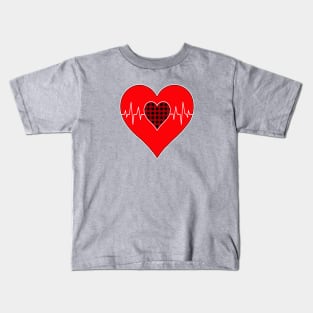 Women’s Striped Plaid Printed Heart Valentine's Day Kids T-Shirt